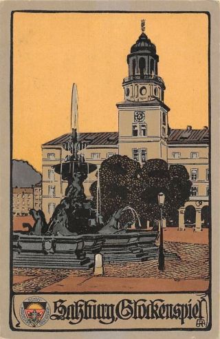 Austria Salzburg Glockenspiel,  Brunnen,  Fountain,  Postkarte Ak