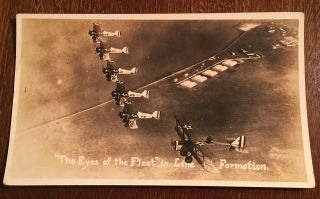 Fighter Aircraft Ww1 Plane Flying Formation 1925 Real Photo Vintage Postcard