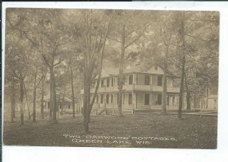 Green Lake Wi Wisconsin Postcard Two Oakwood Cottages