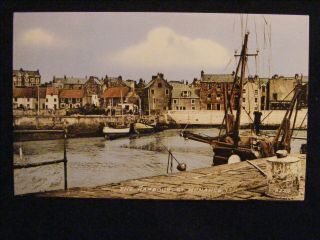 Vintage J B White Dundee Postcard Showing Harbour St Monance Fife Boats Etc