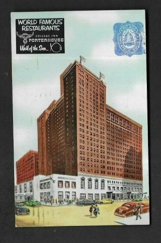 Postcard 1956 Chicago Il The Sherman Hotel With Drive - In Garage 1512