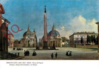 Picture Postcard,  Rome,  Roma,  Piazza Del Popolo,  Ippolito Caffi