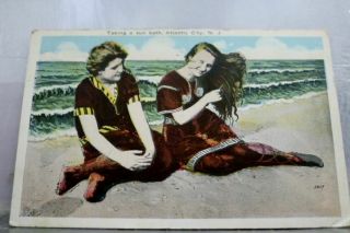 Jersey Nj Sun Bath Atlantic City Postcard Old Vintage Card View Standard Pc