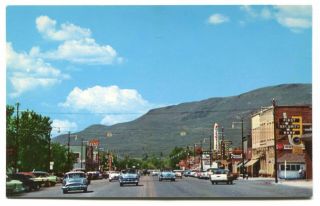 (236) Main Street View Rexall Drug Store Old Car Heber City Utah 1950s Postcard