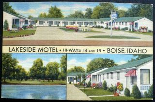 1952 Triple View,  Linen Lakeside Motel,  Route 1,  Boise Idaho