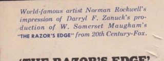 Vintage Postcard NORMAN ROCKWELL - THE RAZOR ' S EDGE Movie Tyrone Power Hollywood 4