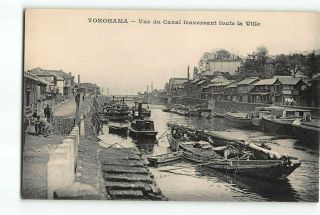 Yokohama Japan Postcard 1901 - 1907 View Of The Canal Crossing The Whole City