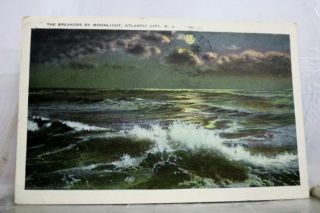 Jersey Nj Moonlight Atlantic City Postcard Old Vintage Card View Standard Pc