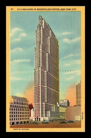 Dr Jim Stamps Us Rca Building Rockefeller Center York Linen Postcard