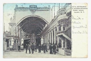 Coney Island Brooklyn Ny - Entrance To Steeplechase Park Ca.  1906 Postcard
