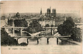 Notre - Dame Et La Cité,  Paris,  B,  W Ll Postcard No.  38,  Posted 1924