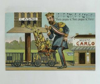 Early Monte Carlo Casino King Fantasy Baby Chicks Foreign Postcard Wz5504
