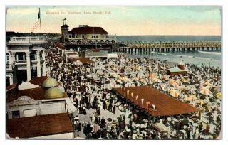1911 Enjoying The Seashore,  Long Beach,  Ca Postcard 260