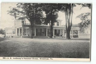 Montrose Pennsylvania Pa Postcard 1907 A.  R.  Anthony 