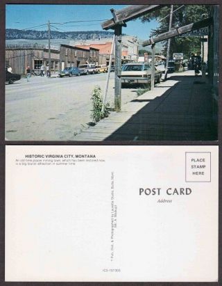 Old Street Scene Postcard - Virginia City,  Montana,  Mining Town