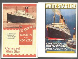 Two Modern Postcards Cunard White Star Line Liverpool Queenstown Boston York