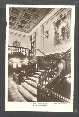 Real Photo White Star Line R.  M.  S.  Homeric Main Staircase