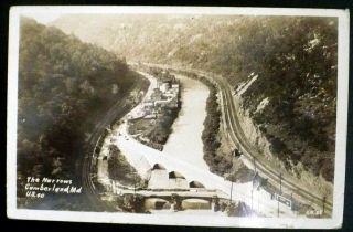 1940s Rppc Aerial View Of The Narrows,  Cumberland Maryland Us 40