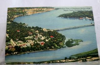 Florida Fl Pensacola Bayou Texar Residence Section Postcard Old Vintage Card Pc