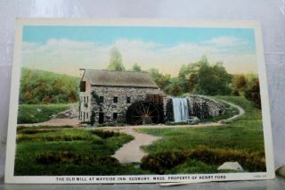 Massachusetts Ma Sudbury Wayside Inn Mill Postcard Old Vintage Card View Post Pc