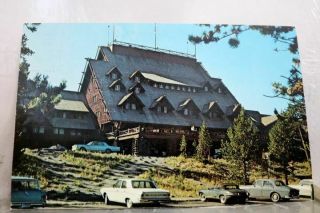 Yellowstone National Park Old Faithful Inn Geyser Postcard Old Vintage Card View