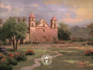 The Old Mission,  Santa Barbara - California,  Ca - Thomas Kinkade Dealer Postcard