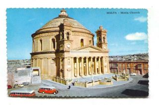 Mosta Church & Buses - C1950 