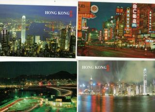 30 Postcards: Night Views Of Hong Kong Vintage & Modern