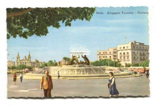 Floriana,  Malta - Kingsgate Fountain,  Buses - C1950 