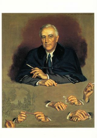 Franklin D.  Roosevelt Fdr And Hands Portrait By Douglas Chandor Modern Postcard