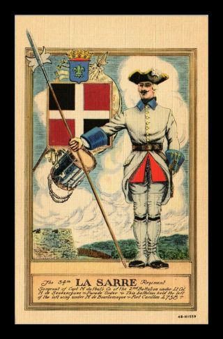 Dr Jim Stamps Us 34th La Sarre Regiment Soldier Topical Linen Postcard