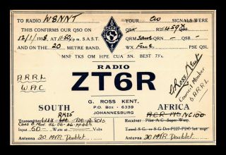 Dr Jim Stamps Zt6r Radio Johannesburg South Africa Qsl Card