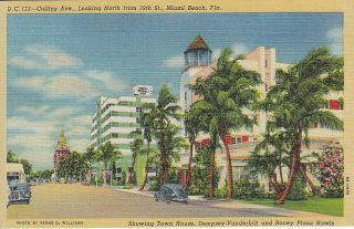Dempsy - Vanderbilt Hotel,  Collins Avenue Looking North,  Miami Beach,  Fl,  Linen Pc