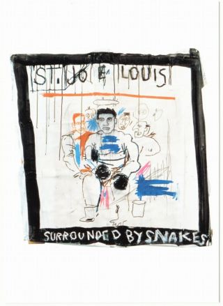 St Joe Louis Surrounded By Snakes By Jean - Michel Basquiat Art Postcard