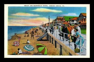 Dr Jim Stamps Us Beach Boardwalk Virginia Beach White Border View Postcard