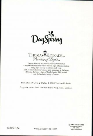 Streams of Living Water - Thomas Kinkade Note Card Bible Message - - Not Postcard 2