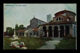 Dr Jim Stamps La Citta Morta Torcello Italy Topical Painting Postcard