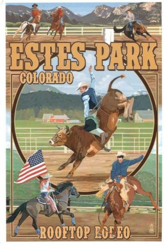 Postcard - Estes Park Colorado Rooftop Rodeo