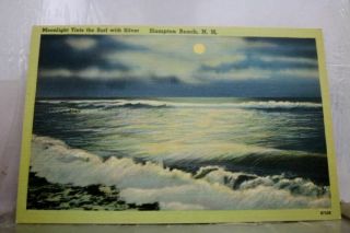 Hampshire Nh Hampton Beach Surf Silver Moonlight Tints Postcard Old Vintage