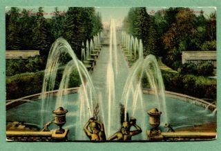 Old Postcard 1912 Fountains At Peterhof Near St.  Petersburg Russia