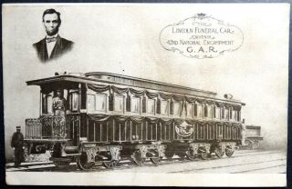 Postcard Lincoln Funeral Car Souvenir 42nd National Encampment G.  A.  R.  Lamson Bro