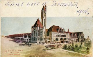 Missouri St Louis Union Station Central Bahnhof Railroad Postcard 13341
