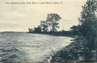 Celina Oh Diving Dock By The Old Swimming Hole West Bank Of Lake Mercer C1910 Pc