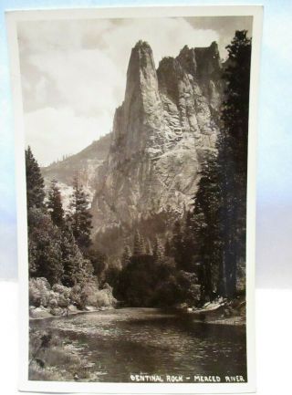 1940s Real Photo Postcard Sentinal Rock Merced River,  Yosemite