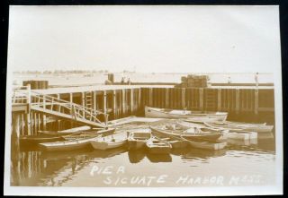 1940s Rppc Pier,  Row Boats At Scituate Harbor,  Massachusetts