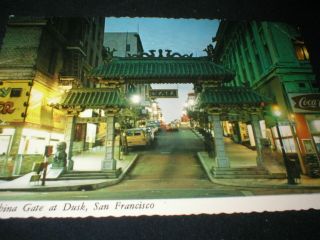 San Francisco Ca Dusk View Of China Town Gate Entrance Postcard