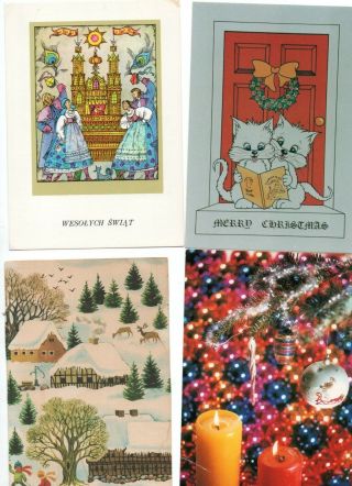 30 Christmas & Year Greeting Postcards: Vintage & Modern &