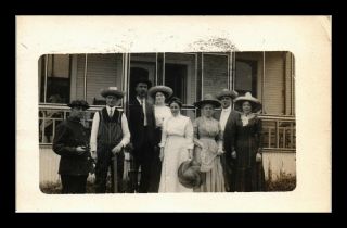 Dr Jim Stamps Us Group Of People Real Photo Postcard 1910 Flag Cancel Rppc