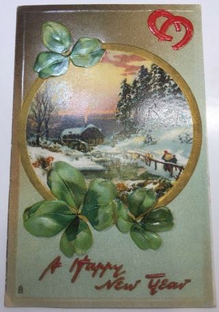Vintage Year Postcard By Tuck,  Series 139,  Snow Scene,  Embossed Posted 1908