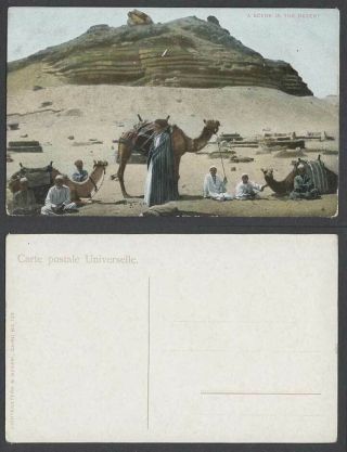 Egypt Old Colour Postcard Cairo A Scene In Desert Natives & Camels Resting Camel
